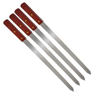 4 Pièces Brochettes pour Barbecue Inox, Pique a Brochette 60cm, avec Poignée Réutilisables en Acier Inoxydable, Ustensiles Accessoire Barbecue (meeloo, neuf)