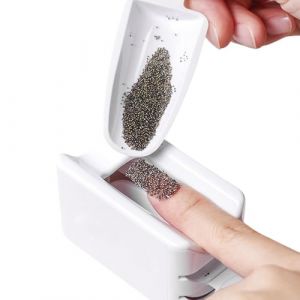 Plateau de poudre de trempage pour ongles, syst&egrave;me de plateau de recyclage de poudre de trempage avec cuill&egrave;re | Plateau de poudre de trempage portable &agrave; double couche | &Eacute;tui de recyclage de poudre &agrave; (jasert, neuf)