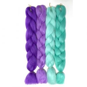 Tingyilan 4Pcs Perruque Lumineuse Perruque Afro Perruque Synthétique Tresse Lumineuse Tresse En Crochet Tresse De Cheveux, Perruque Queue De Cochon,B (BeLongsYou, neuf)