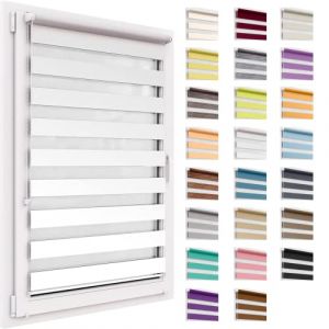 Store Double sans Percer, 45x220 cm - Taille du Tissu, Duo Rollo Klemmfix, Translucide Et Obscurcissant, Day&Night, Store À Enroulement Protection Solaire Store À Enroulement pour Fenêtres & Portes (Bee Blinds, neuf)