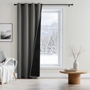 MIULEE Rideau Thermique Isolant Anti Froid et Chaleur avec Doublure, Rideau de Porte Isolant Thermique Lot de 1, Double Rideaux Occultant et Thermique Epais 132x225 CM(Largeur x Hauteur), Gris (MIULEE HOME, neuf)