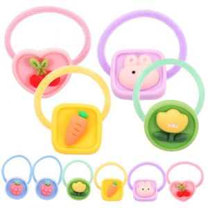 ORFOFE 10 pièces Élastiques Cheveux Filles Motifs Fruits Fleurs Animaux Souples et Colorés Accessoires Coiffure Garçon Fille (LlZaae, neuf)