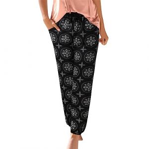 G&eacute;n&eacute;rique Pantalon Fluide Femme &Eacute;t&eacute; Boho Harem D&eacute;contract&eacute; Taille Haute Floral Imprimer &Eacute;lastiqu&eacute;e Pants Baggy L&eacute;ger Yoga Plage Sarouel avec Poches (YINYUAN（Livraison en 5 &agrave; 8 jours), neuf)