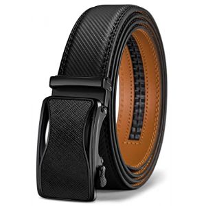 KEMISANT Ceinture Homme, Ceinture Costume Cuir Grande Taille Automatique Boucle à Cliquet Large 35mm,Ajustable et Découpée(Noir-140cm/42-48" taille réglable) (Ames electronics co. LTD FR, neuf)
