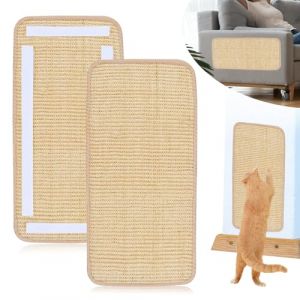 Tapis Griffoir Chat 2 Pièces Grattoir Chat Mural en Sisal Naturel pour Mur Canapé Angle Meuble Moquette 50 x 25 cm (HYXIN-EU, neuf)