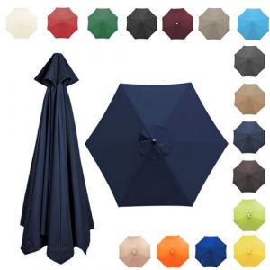 350CM/8 Baleines Auvent De Remplacement Pour Parasol De Jardin, Toile De Parasol Déporté, Housse De Rechange Pour Parasol D'extérieur, Polyester Anti UV 50+(Midnight,8 RIBS/350CM(11.5FT)) (杜威威贸易, neuf)