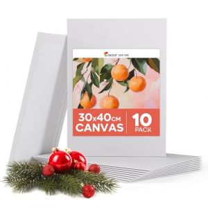 Zenacolor Toile Peinture 30x40cm (Lot de 10) - Toile a Peindre 280 g/m&sup2; 100% Coton - Pour Peinture Acrylique, &agrave; l'huile, Gouache (BMS France, neuf)