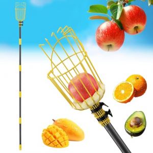 Cueille-Fruits, 396cm Cueille-Fruits avec Manche T&eacute;lescopique ed Panier Antichoc, Diam&egrave;tre 14cm Cueille-fruits &agrave; Longueur R&eacute;glable en Acier Inoxydable pour Cerises, Pommes, Poires, Agrumes, Oranges (AVTIFIT, neuf)