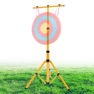 Jaune Structure Triangulaire Flèche Cible, Tir à l'arc Rack Cible, Rack Cible, Réglable Hauteur de Acier Inoxydable Pliable Flèche Cible - Support de Cible série B (Wilksu, neuf)