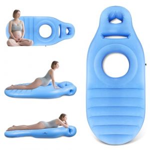 Nuruelter Coussin Gonflable de Grossesse, Tapis de Yoga pour Femmes Enceintes avec Trou, Matelas Gonflable Floqu&eacute; Confortable, Oreiller de Couchage Grossesse, Soutien Complet du Corps(Bleu) (Crimson Falcon Studio Kft., neuf)
