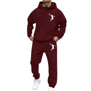 Generisch Ensemble de surv&ecirc;tement 2025 pour homme avec capuche, imprim&eacute; basket d&eacute;contract&eacute;, tenue de jogging, surv&ecirc;tement streetwear confortable pour l'hiver et l'automne hiver, Bordeaux, 3XL (⭐⭐⭐⭐⭐yoyo-eo, neuf)