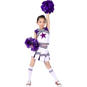 LOLANTA Costumes de pom-pom girl pour filles avec pompons et chaussettes, déguisement d'Halloween pour enfants, tenue de pom-pom girl, Violet, 12-13 ans, 170 (LOLANTA, neuf)