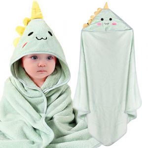 Auirshiky Serviette de Bain à Capuche pour Bébé, Sortie de Bain Bébé - Extra Doux Absorbant, pour Nouveau-né à partir de 0 à 3 (Vert) (valovshou, neuf)