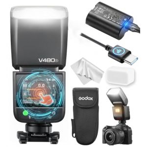 Flash Godox V480 F pour Fujifilm, V480F Flash &agrave; &eacute;cran Tactile GN50 TTL HSS 1/8000s, Compatible avec Fuji X-T4 X-T5 GFX50S GFX50S II GFX50R X-H2 X-H2S X-S10 X-S20 (LetWell, neuf)