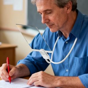 Loupe de Lecture pour Malvoyant - Loupe Grossissante 2X Col de Cygne Magn&eacute;tique, 180x120mm Grande Surface, Main Libre Port&eacute;e au Cou, sur Table ou &agrave; la Main, Lentille Acrylique Haute Transparence (KRISSY WORLD Kft, neuf)