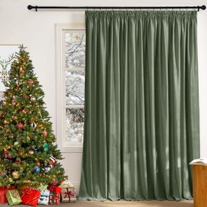 PONY DANCE Rideaux Velours - Panneaux Finette Doux Opacit&eacute; D&eacute;coration Fen&ecirc;tre Galon Fronceur pour Maison Chambre/Salon/Bureau/H&ocirc;tel, L300 x H240cm, 1 Pi&egrave;ce, C&eacute;ladon (RYB HOME EU, neuf)