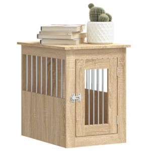Cage pour Chien Int&eacute;rieur, Meuble Cage Niche Maison pour Chien ch&ecirc;ne Sonoma 45x62x59 cm (Tomostar, neuf)