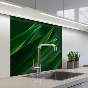 KitchenYeah&copy; Cr&eacute;dence Cuisine &Agrave; Coller 80x80 cm Protection Plaque De Cuisson Adhesif Plastique Rigide Dalle Murale Nature - Herbe - Vert Fonc&eacute; (KitchenYeah, neuf)