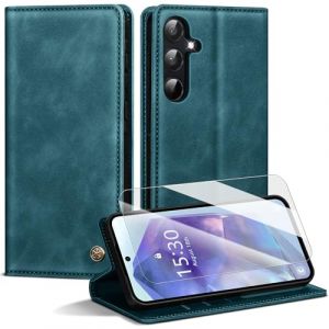 &Eacute;tui de protection pour Samsung Galaxy A55 5G - En cuir de qualit&eacute; sup&eacute;rieure pour Samsung A55 5G - Avec 1 pi&egrave;ce de protection blind&eacute; en verre blind&eacute; - Fermeture magn&eacute;tique - Avec compartiment pour (GEADTYH, neuf)