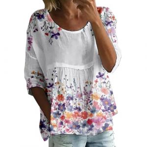 Promo du Jour Tee Shirt Femme Oversize Long Haut De Noel pour Blouse Manche Courte Tunique Longue sans Forte Cache Coeur Chemisier Fleurie Chic Fluide Grande Taille T Tshirt XL (Uwdiohq, neuf)