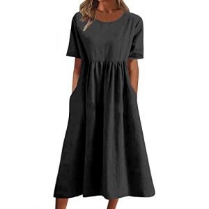 NNGOTD Robe Longue Femme Ete Boheme Chic Maxi Robe en Mousseline De Soie À Motif Floral Col V Robe Longue Grande Taille Dentelle Imprimé Vintage Élégant Boho Robe de Plage Robe de Ceremonie Femme (BAULMD（90% Big Promotion Without Discount Code ）, neuf)