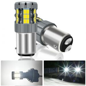 UPXSXT 2Pcs 1157 BAY15D P21/5W LED Bulb White, 2057 2357 7528 CANBUS Anti Hyper Flash Remplacement pour Ampoule Feu de Frein, Feu Arri&egrave;re, Feu de Jour Super Lumineux 30-SMD 25W 4000LM (MaiMiao store, neuf)