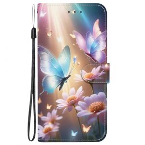 BLOTECH Étui en Cuir 3D Portefeuille Housse Galaxy A06 4G Cas PU Cuir Housse Étui Cover Wallet Flip Case Fleur de Papillon Motif Fonction Stand et Fente Carte Portefeuille pour Samsung Galaxy A06 4G (Bolong, neuf)