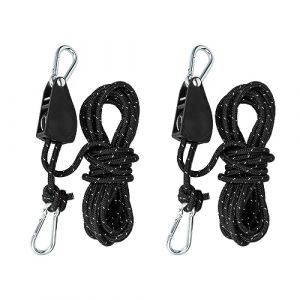 Lot de 2 poulies avec tendeur, cliquet corde 4m, poulie renvoi tendeur tente, cordes tension frein c&acirc;ble, convient camping voile ombrage tente (XYOUDA, neuf)