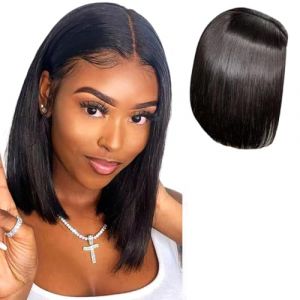 Perruque de cheveux humains, Bob Wig Cheveux humains, 14 pouces courts noirs droits, HD en dentelle Front Perruques cueillies pour femmes noires, perruques avant en dentelle (yunchengshiyanhuquxiongxueshangmaoyouxiangongsi, neuf)