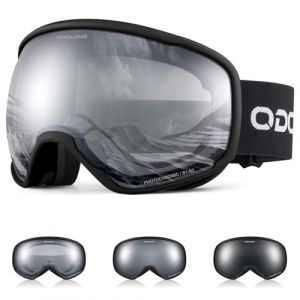 Odoland Lunettes de Ski Lentille Photochromique, Masque de Ski et Snowboard Anti-UV400, Anti-Bu&eacute;e,avec Grande Lentille Sph&eacute;rique pour Homme Femme, Skating, Surf des neiges, Gris (Aveka, neuf)