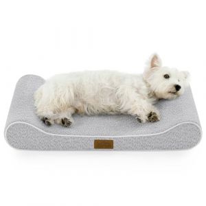 COZY KISS Panier Orthopédique pour Petit Chien jusqu'à 16 kg, Démontable et Lavable, Matelás Chiens Moelleux en Forme de Bateau, Antidérapant, Fausse Fourrure, 76x51x13cm, Gris Clair (SUNWIN US, neuf)