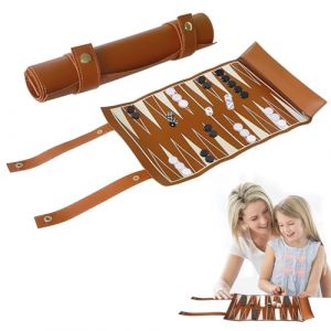 FICOFISE Backgammon Backgammon Voyage Luxe, Jeu de Soci&eacute;t&eacute; Portable avec Plateau Pliable 35,5x25,2 cm - Inclut Pions & D&eacute;s pour Famille et Vacances (FUNIANMAOYI, neuf)