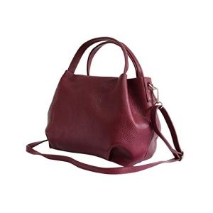 AmbraModa sac à main pour femme en cuir, sac porte epaule GL023 (Bordeaux) (Ambra Moda, neuf)