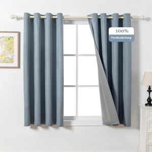 MYSKY HOME Rideaux Bleu Occultants Isolant Thermiques Anti Froid et Chaleur, Double Rideau Panneaux Phonique Anti Bruit, 100% Lumière Bloquer pour Maison Chambre, 140 x 160 CM, Bleu Gris, 2 Pièces (Ulanju e-commerce, neuf)
