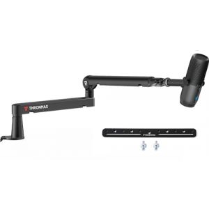 Bars Micro, Support de Microphone ajustable à profil bas avec gestion des câbles pour Blue Yeti HyperX Quadcast Shure Rode Razer Seiren Mini SoloCast Elgato Wave,Boom arm universel?Noir (THRONMAX OFFICIAL STORE, neuf)