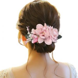 Pince bibi latérale avec dents - Nœuds à cheveux floraux - Pinces à cheveux - Pinces à cheveux - Pinces à cheveux - Pour femmes et filles - Bibi à plumes pour mariage - Taille unique (XGpZU, neuf)