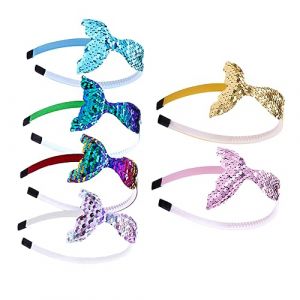 VICASKY Lot de 6 bandeaux &agrave; cheveux pour occasions sp&eacute;ciales - Avec queue de sir&egrave;ne - Pour enfants - Parfaits pour les anniversaires, les bals de fin d'ann&eacute;e et les &eacute;v&eacute;nements (Belicious Helper, neuf)