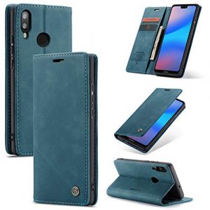 Cracedily Coque pour Huawei P20 Lite Pochette, Etui Protection Housse Premium en Cuir PU,Etui à Rabat Pochette de Portefeuille Étui pour Huawei P20 Lite Case, Bleu Vert (Cracedily, neuf)
