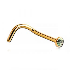 Inoki - Stud de nez plaqu&eacute; or 18k cristal autrichien 2.25mm - Tige 0.8 mm, Long. 6.5 mm, &Eacute;l&eacute;m. 2.35 mm - Peridot (INOKI PIERCING, neuf)