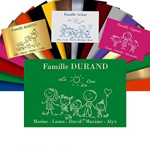 Plaque Boîte aux Lettres Family Personnalisable – Adhésive PVC – Motif Déco de Famille au Choix – 12 x 8 cm (Vert) (GRAVURE ET COMPAGNIE, neuf)
