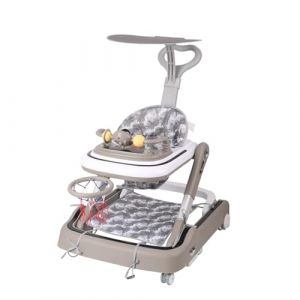 Trotteur Bébé Pliable pour Nourrisson de 6 à 18 Mois - Trotteur pour bébé avec Roues Silencieuses pour Enfant Garçons et Filles - Hauteur Réglable, Rangement Facile-65 * 58 * 90cm- Kaki (Hechheu, neuf)