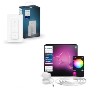 Philips Hue Kit de base LED Smart Solo Lightstrip d'intérieur de 3 m, 1 interrupteur contrôle avec l'application Hue, fonctionne avec Alexa, Google Assistant et Apple HomeKit (Luzern, neuf)