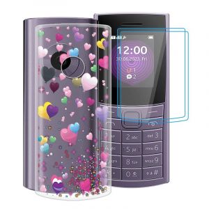 HGJTF Coque pour Nokia 110 4G 2023 (1.8") + [2 X Verre Tremp&eacute; Protection &eacute;cran] Ultra Fin Souple TPU Bumper Case Silicone Antichoc Housse Etui pour Nokia 110 4G 2023 - Ballon Rose (HHUAN, neuf)