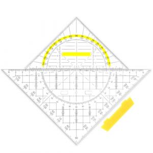 TIESOME Lot de 2 &eacute;querres avec poign&eacute;e jaune - 20 cm/14 cm - &Eacute;querre g&eacute;om&eacute;trique flexible - Petit format - Convient pour une utilisation au bureau scolaire (JiangLL, neuf)