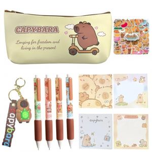 Juvanovo Trousse &agrave; Crayons Capybara, 5PCS Trousse Capybara avec Fourniture, Trousse Scolaire Capybara, Capybara Trousse &agrave; Crayons Grande Capacit&eacute;, Capybara Cadeau pour Gar&ccedil;ons et Filles (Magical Realms, neuf)