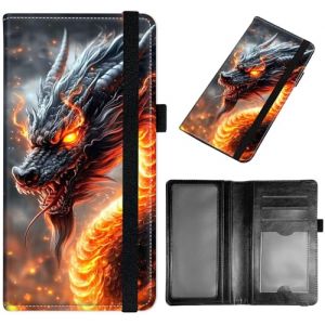 GYSYZJDH &Eacute;tui de ch&eacute;quier pour homme et femme, fin en cuir synth&eacute;tique avec blocage RFID, &eacute;l&eacute;gant et durable, Dragon de feu, Checkbook Cover (GYSYZJDH, neuf)