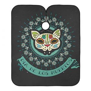 Chat Avec T&ecirc;te De Mort Pour Le Jour Des Morts Robe De Coiffure Imperm&eacute;able Peignoir Coiffure Anti-Taches Cape De Cheveux Pour Salon Barber Instituts De Beaut&eacute; 140X168Cm (guangzhouhongchenmaoyishanghanggerenduzi, neuf)