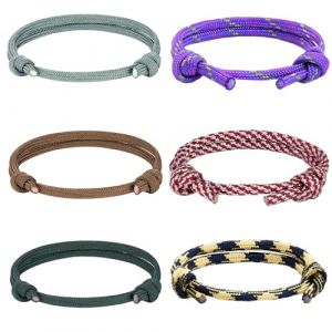XSDSLS 6 Pièces Nautique Tressé Bracelet pour Homme Femme bracelet de surf nautique réglables Coloré Marine Corde Surf Bracelets Bracelet tissé Fait à la Main bracelet pour homme (Set 2) (XDLING, neuf)