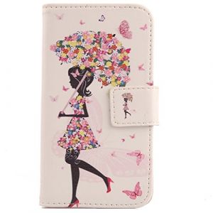 Lankashi Housse Case PU Cuir Cover Flip Etui Coque Protection Skin pour Doro 8080 / Doro 8062 5.7" (Umbrella Girl Design) (lankashi-uk, neuf)