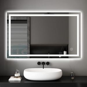 Dripex Miroir Mural avec Éclairage LED, Miroir Anti-Buée de Salle de Bain, Miroir Lumineux à Économie d'Énergie, Lumière Blanc Froid 6400K + Interrupteur Tactile - 60 x 100 cm (Yiiihaa, neuf)